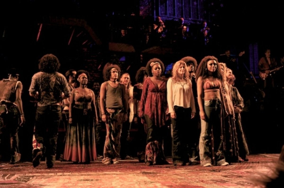 Caissie Levy and cast of Hair at 